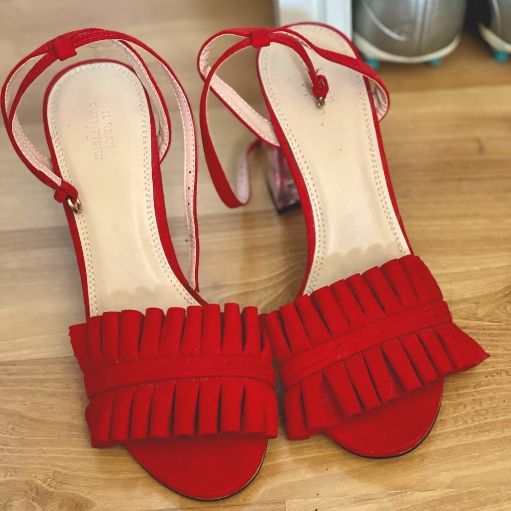 Red Ruffle Sandals